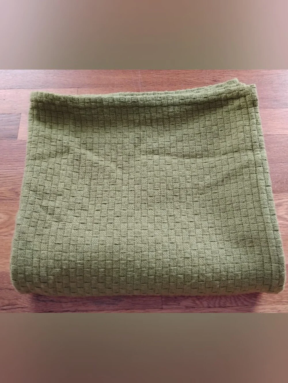 Crate & Barrel Leaf Green Parker Wool Blend Throw Blanket 50